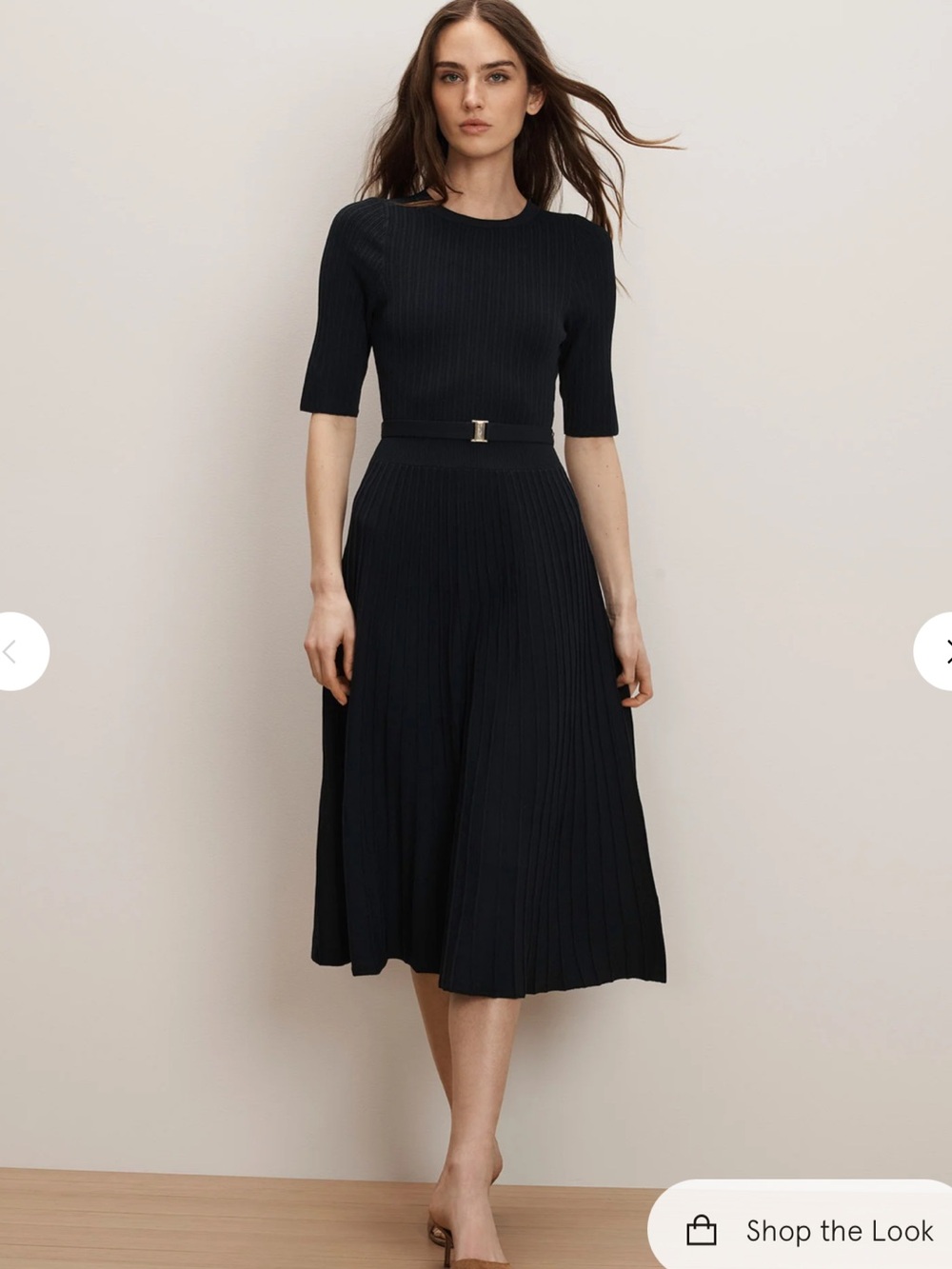 Veronica Beard Elthea Belted Midi Dress Black Ribbed Knit A Line